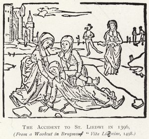 Nehoda na St Liedwi v roce 1396 od Flemish School