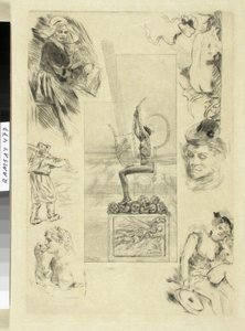 Velký text. Titulní strana vydání Mallarméova díla z roku 1887. od Félicien Rops