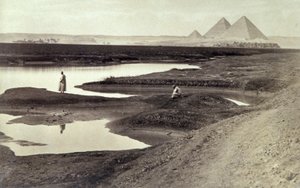 Pyramidy v Gíze, asi 1880 (čb fotografie) od Félix Bonfils