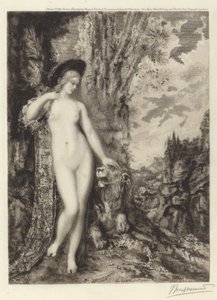 Zamilovaný lev od Félix Bracquemond, after Gustave Moreau