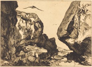 Soutěska ve skalách od Félix Bracquemond after Jules Laurens