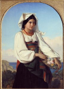 Mladá dívka nosící květiny Malba Felixe Josepha Barriase (1822-1907) 1846 Nantes, Musee des Beaux Arts