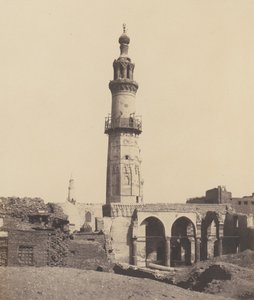 Djirdjeh, mešita v ruinách na okraji Nilu, 1851-52, tištěno 1853-54. od Félix Teynard