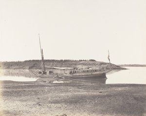 Louksor, Petit Bras du Nile - Voyageurs Barque, 1851-52, tištěno 1853-54. od Félix Teynard