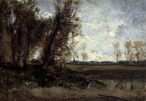 Rybník, mezi lety 1850 a 1860 (olej na papíře na plátně) od Félix Ziem