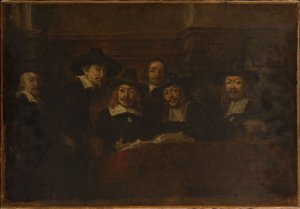 Les syndics des drapiers, kopie podle Rembrandta, kolem roku 1853 (olej na plátně) od Félix Ziem