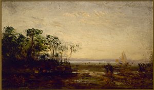 Martigues, soumrak, mezi lety 1850 a 1900 (olej na dřevě) od Félix Ziem