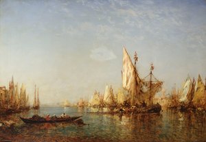 Přeprava na Canal Grande, Benátky, od Félix Ziem
