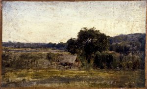 Chalupa s došky, mezi lety 1850 a 1860 (olej na papíře na plátně) od Félix Ziem