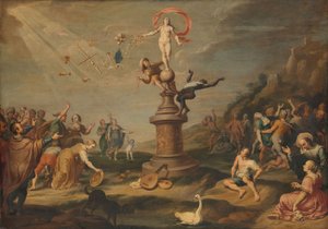 Fortuna Bestowing her Gifts, cca 1645 (olej na panelu) od Floquet or Flocket Simon Flocquet