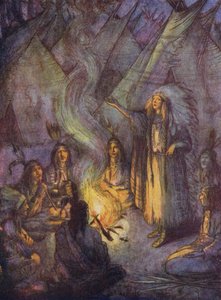 Rudokožci a jejich wigwamy (barevná litografie) od Flora White
