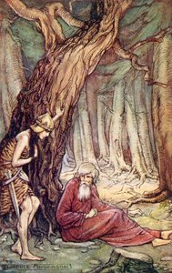 Boadicea a Druid, z básně Boadicea od Williama Cowpera, z Čtení z historických romancí, vydané 1914 od Florence Anderson