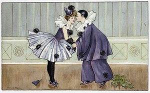 Pierrot a Colombine - dess. od Florence Hardy, deb. 20. století