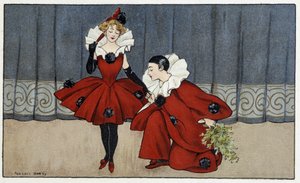 Pierrot a Colombine - dess. od Florence Hardy, deb. 20. století