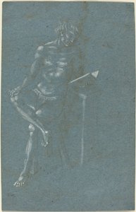 Mladý muž sedící na stoličce čte knihu (recto); The Fall of Man (fragment spodní části) (verze) od Florentine 15th Century