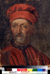 ""Portrét bohatého florentského bankéře Lucy Pitti (1394-1472)"" Dal své jméno Palazzo Pitti) Obraz florentské školy z počátku 16. století Regionální galerie umění Deineka, Kursk Rusko