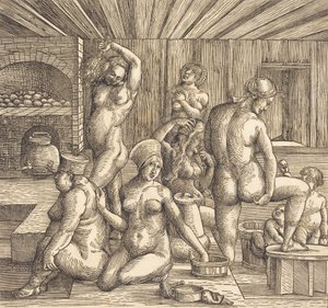 Dámská lázeň, c. 15051510. od Follower of Albrecht Durer