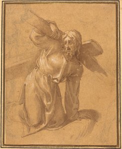 Kristus padá pod křížem od Follower of Francesco Salviati