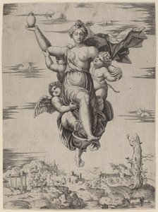 Psyche přenesená na Olymp od Follower of Marcantonio Raimondi after Raphael