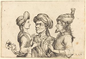 Tři orientální postavy od Follower of Martin Schongauer