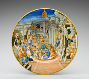 Spálení Tróje, mezi 1570 a 1574 od Fontana Workshop