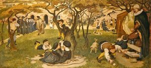 Chethamův životní sen (barevné křídy na papíře) od Ford Madox Brown