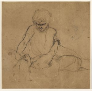 Parisinin spánek - Studie pro prince Azo a Parisinu od Ford Madox Brown