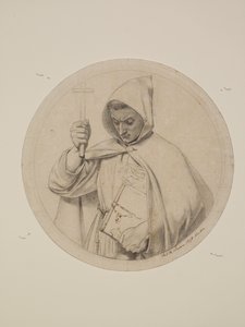 Viklef čte svůj překlad Bible - studie o mnichovi, který reprezentuje katolickou víru od Ford Madox Brown