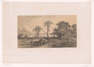 Farmářský vozík s voly v maďarské krajině Krajina v Maďarsku / Ungarische Landschaft / Paisage Húngaro (název na objektu) Postavy v krajině (název série)