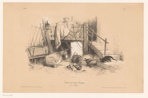 Stáj s oslem, kočkou a myší Studie se dvěma druhy křídy (název série) Etude aux deux pastelky, par Férogio (název série na předmětu)