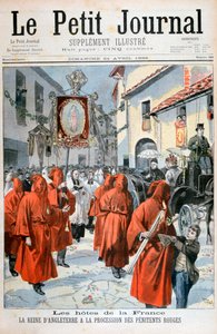 Královna Viktorie při sledování průvodu rudých kajícníků, 1898. od Fortuné Méaulle