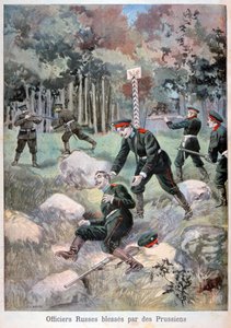 Ruský důstojník zraněn Prusy, ruská hranice, 1898 od Fortuné Méaulle