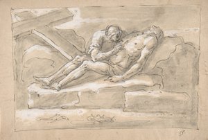 Mrtvý Kristus oplakaný Magdalenou, která uctívá jeho boční ránu., 1787-1863.