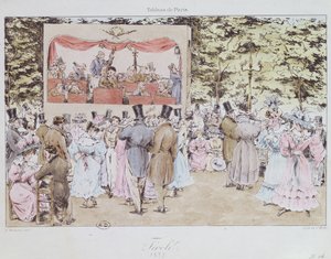 Hudební zábava v New Tivoli Gardens, Paříž, rytina C. Motte, 1827 od Fortune Delarue