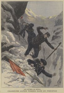 Francouzské horské jednotky Chasseurs Alpins padají přes sráz