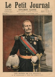 Francouzští hostitelé, Jeho Veličenstvo Carlos I, král Portugalska, ilustrace přední obálky z 