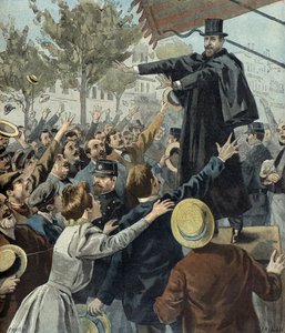 Paul deroulede na demonstraci v Paříži v roce 1898 (Rytina)