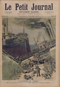 Nehoda na palubě ‚Victoria‘, smrt admirála Tyrona a 359 důstojníků a anglických námořníků, ilustrace z ‚Le Petit Journal‘, 8. července 1893