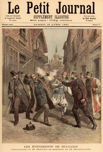 Události v Bulharsku: Atentát na pana Beltchefa za přítomnosti Stefana Stambolova (1854-95) z „Le Petit Journal“, 18. dubna 1891