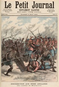 Bitva o Manipur, z „Le Petit Journal“, 2. května 1891 (barevná rytina) od Fortune Louis Meaulle and Henri Meyer