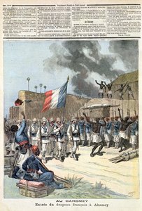 Francouzská vlajka vchází do Abomey, z „Le Petit Journal“, 10. prosince 1892 od Fortune Louis Meaulle and Henri Meyer