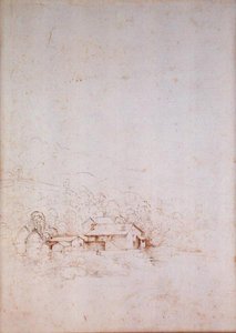 Farma mezi stromy (verso) (pero, hnědý a černý inkoust na papíře) (obrázek viz 152660) od Fra Bartolomeo