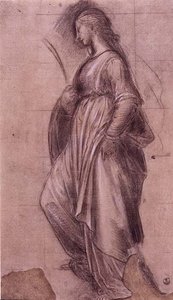 Studie sv. Kateřiny Alexandrijské (křída s kvašem na papíře) od Fra Bartolomeo