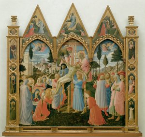 A Lorenzo Monaco: Sesazení z oltáře Nejsvětější Trojice od Fra (c.1387-1455) Angelico