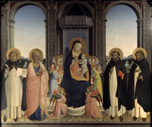 Polyptych svatého Dominika - svatý Tomáš Akvinský a svatý Barnabe, svatý Dominik a svatý Petr mučedník