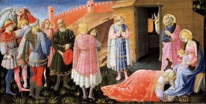Die Anbetung der Heiligen Drei Könige (Altarbild), Gemälde von Fra Angelico, ca. 1440 von Fra  Angelico