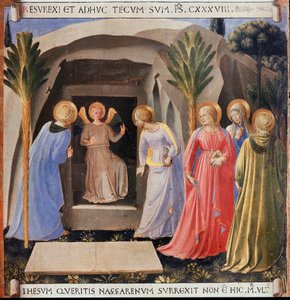 Tři Marie u hrobu. Život Kristův, Armadio degli Argenti. (Tempera na dřevě od Fra  Angelico