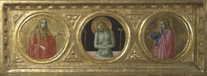 Kristus jako Muž bolesti po boku svaté Máří Magdaleny a svatého Jana Evangelisty od Fra Angelico