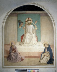 Kristus opovrhuje s Pannou Marií a svatým Jeronýmem. Freska od Guida di Pietra od Fra Angelico