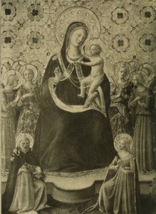 Madona s dítětem na trůně s devíti anděly a svatými Dominikem a Kateřinou Alexandrijskou od Fra Angelico